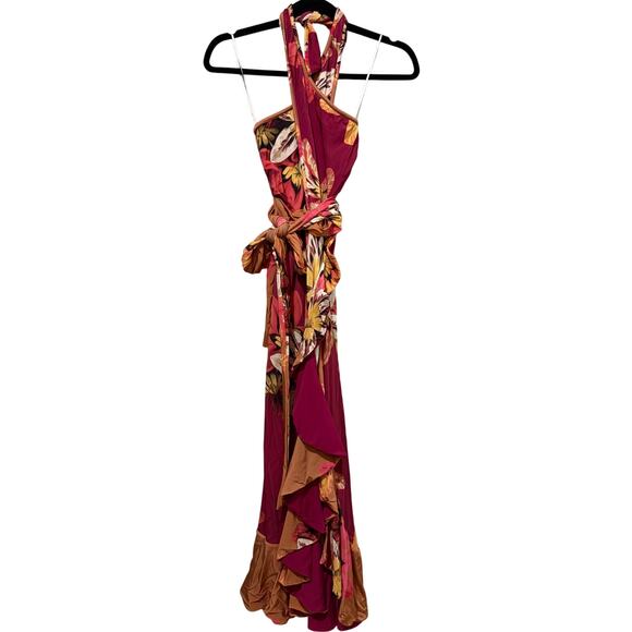 PatBo Carmen Crisscross Halter Neck Floral Wrap Midi Dress - Picture 2 of 5